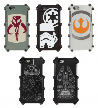 Example Bounty Hunter, Empire, Rebel Alliance, BB-8, and Millenium Falcon Cases