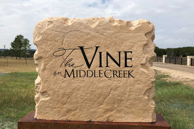 The Vine on Middle Creek's Stone Signage